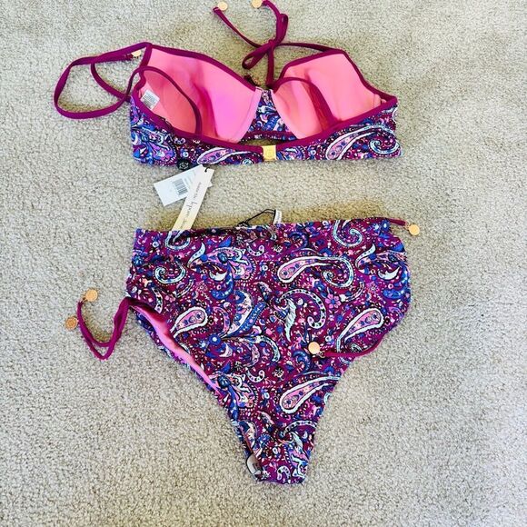 Nanette Lepore Eugenia Bikini Set – Paisley Beaded High Waist, Size 12 NWT - Picture 5 of 6